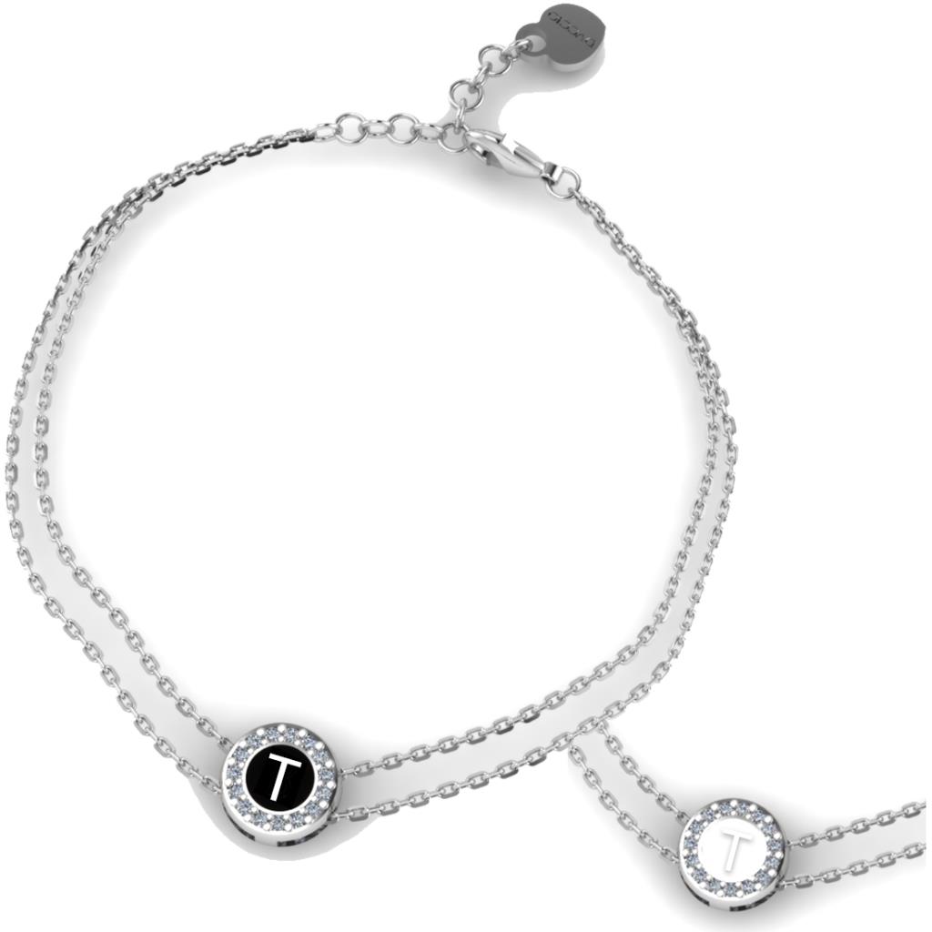 Bracciale Dvccio - Lettera T collezione Black Swan Ref. ZXBCORDAB/W-T - DUCCIO