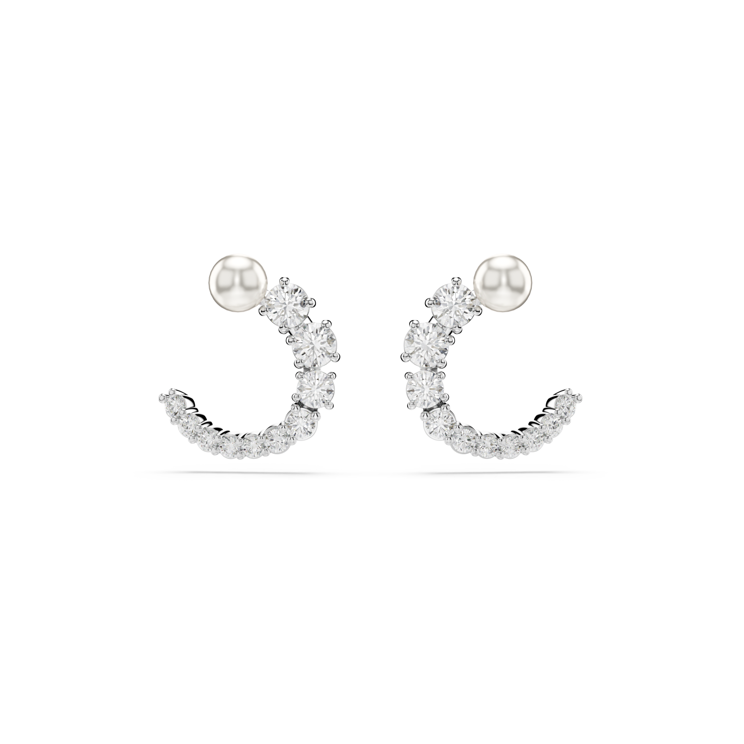 Swarovski - Orecchini a cerchio Matrix, Crystal Pearl, Taglio Round, Bianchi, Placcato rodio Ref. 5692260 - SWAROVSKI