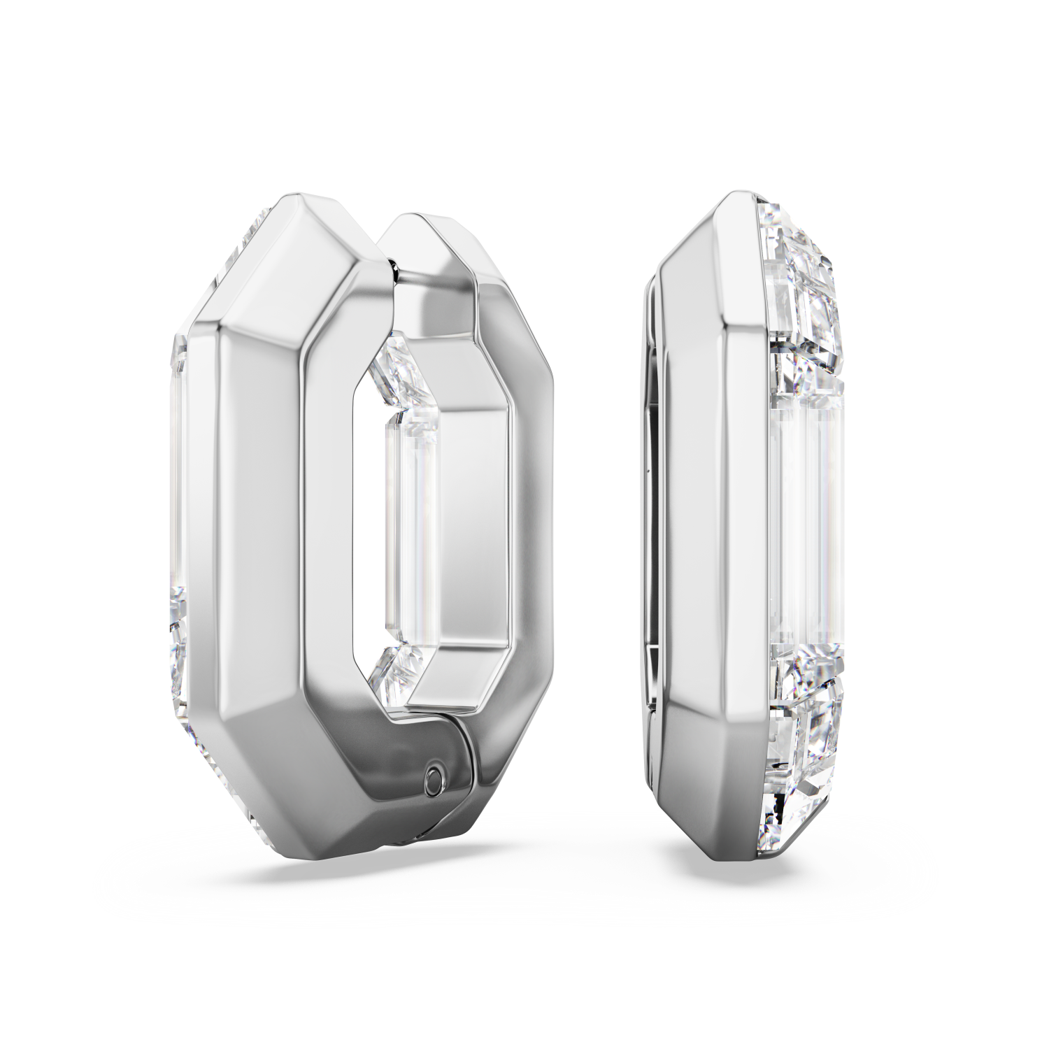 Swarovski - Orecchini a cerchio Lucent, Forma ottagonale, Piccoli, Bianchi Ref. 5696289 - SWAROVSKI