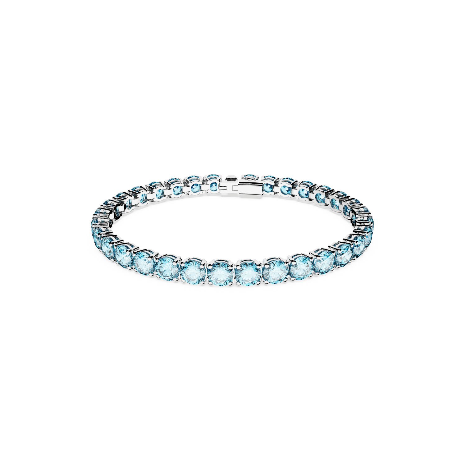 Swarovski - Braccialetto Matrix Tennis, Taglio tondo, Blu, Placcato rodio Ref. 5648929 - SWAROVSKI