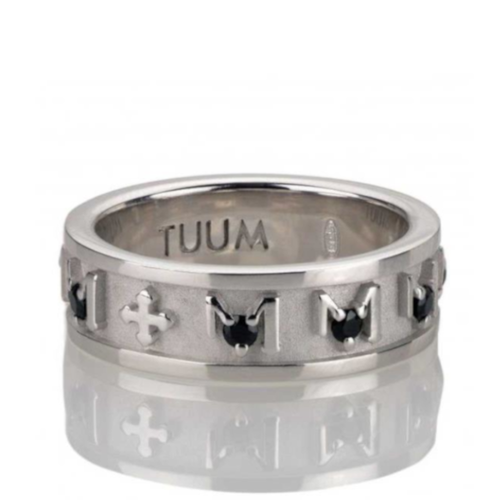 Anello TUUM - Decem Argento Rodiato con Spinelli Neri Mis. 17 Ref. DECM009SC00-17 - TUUM