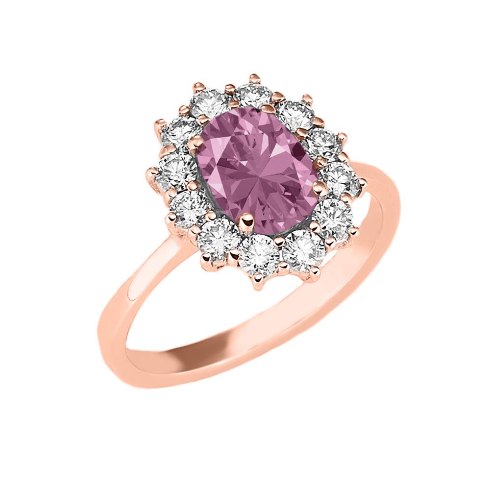 Anello in Oro Rosa con Zaffiro Rosa e Diamanti mis. 14 Ref. AN-1433R-14 - FIDELA