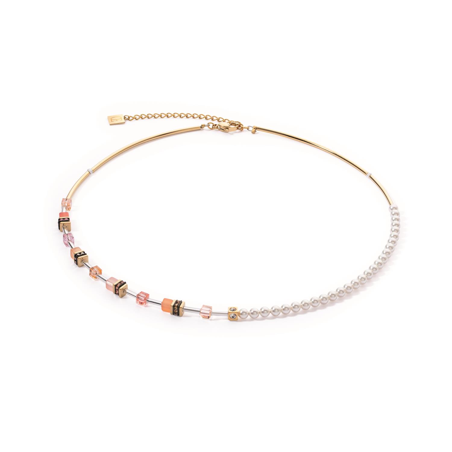 Coeur De Lion - Collana GeoCUBE® Mini Fusion Pearls Apricot Crush Ref. 4087/10-0230 - CDL