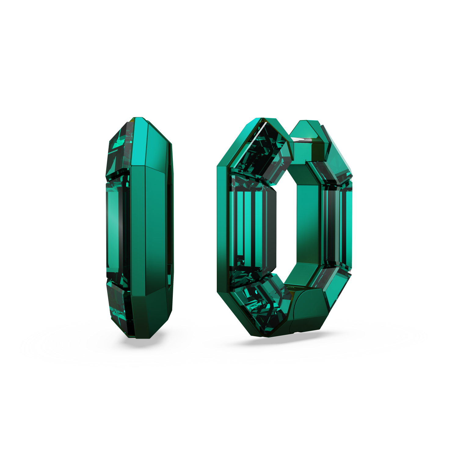 Swarovski - Orecchini a cerchio Lucent, Forma ottagonale, Piccoli, Verdi Ref. 5680786 - SWAROVSKI