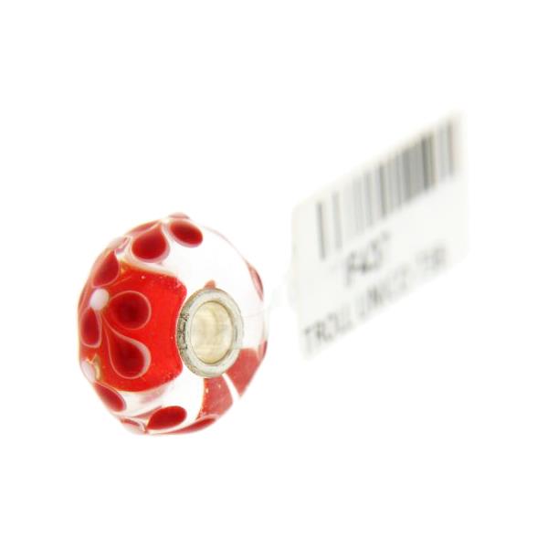 Trollbeads Unico in Vetro - OOAK Original Trollbeads Rosso/Arancio con fiori rossi Rif. UNICO 73B - TROLLBEADS