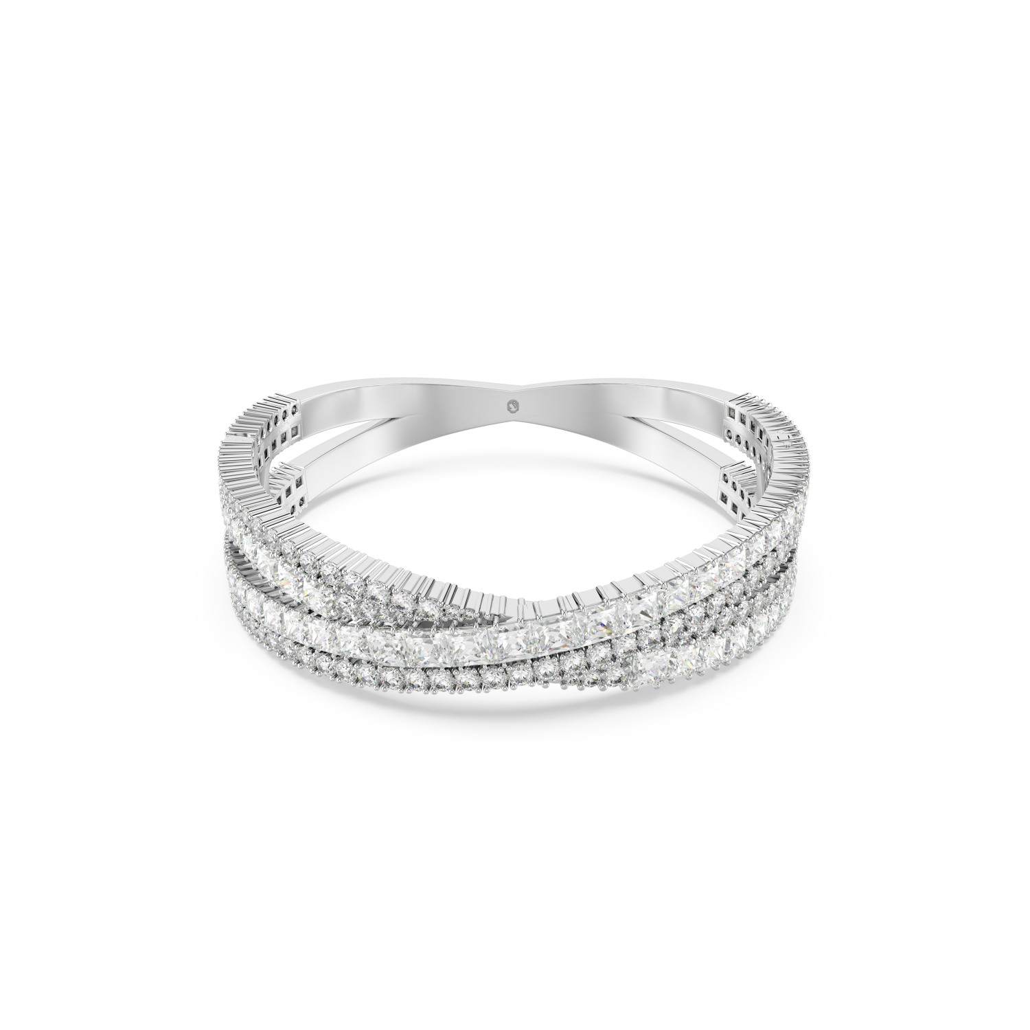 Swarovski - Bracciale rigido Hyperbola, Taglio misto, Infinito, Bianco, Placcato rodio Ref. 5680268 - SWAROVSKI