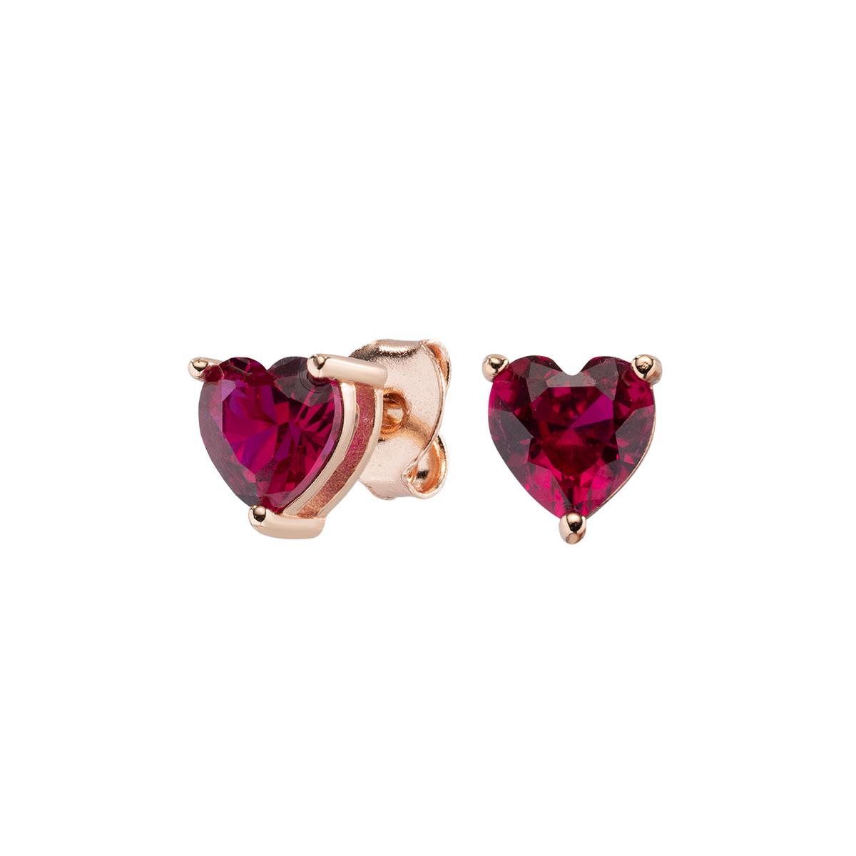 Orecchini Solitario Cuore Rubino - Amen Collection Ref. ESHRRZ6 - AMEN