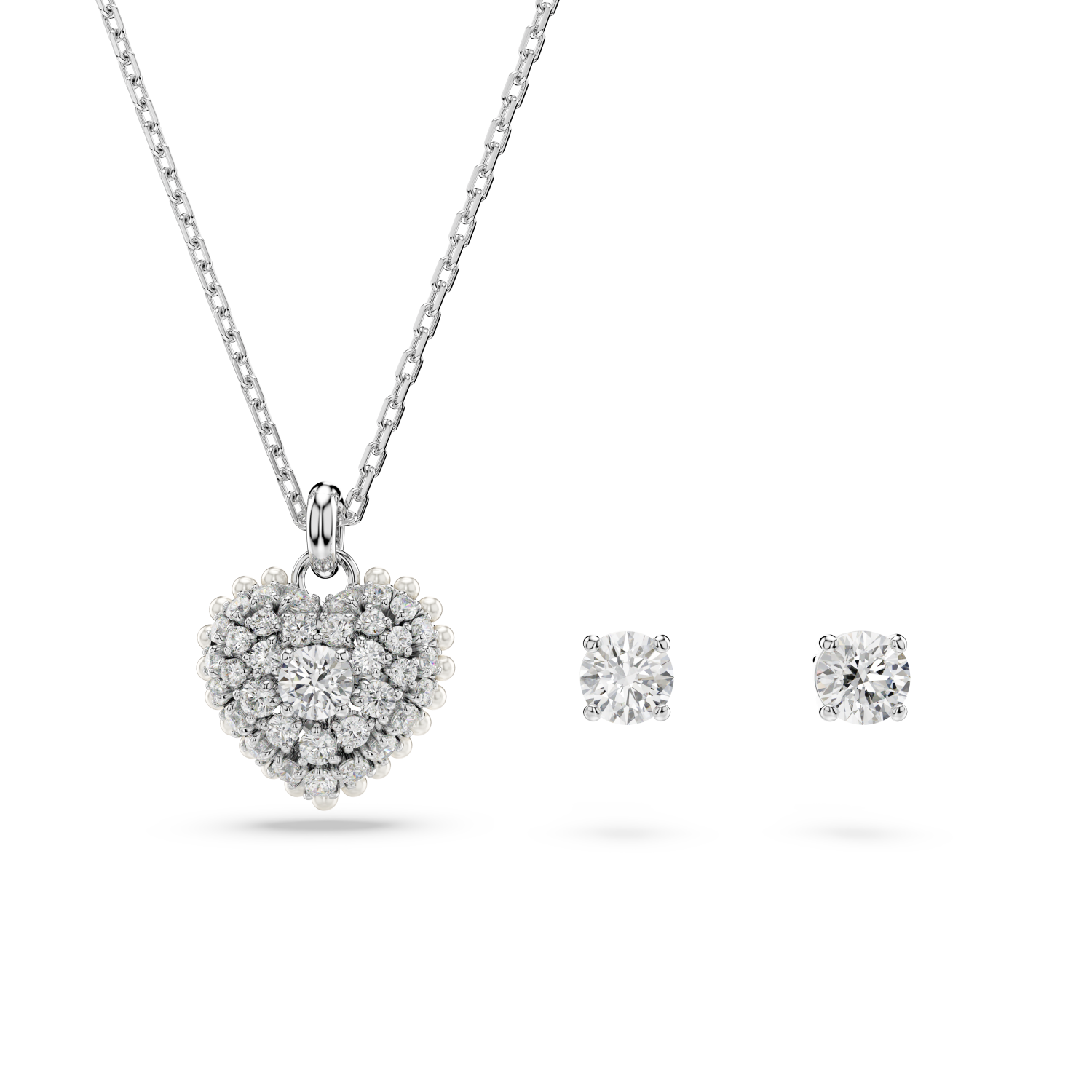 Swarovski - Set Hyperbola, Cuore, Bianco, Placcato rodio Ref. 5684383 - SWAROVSKI