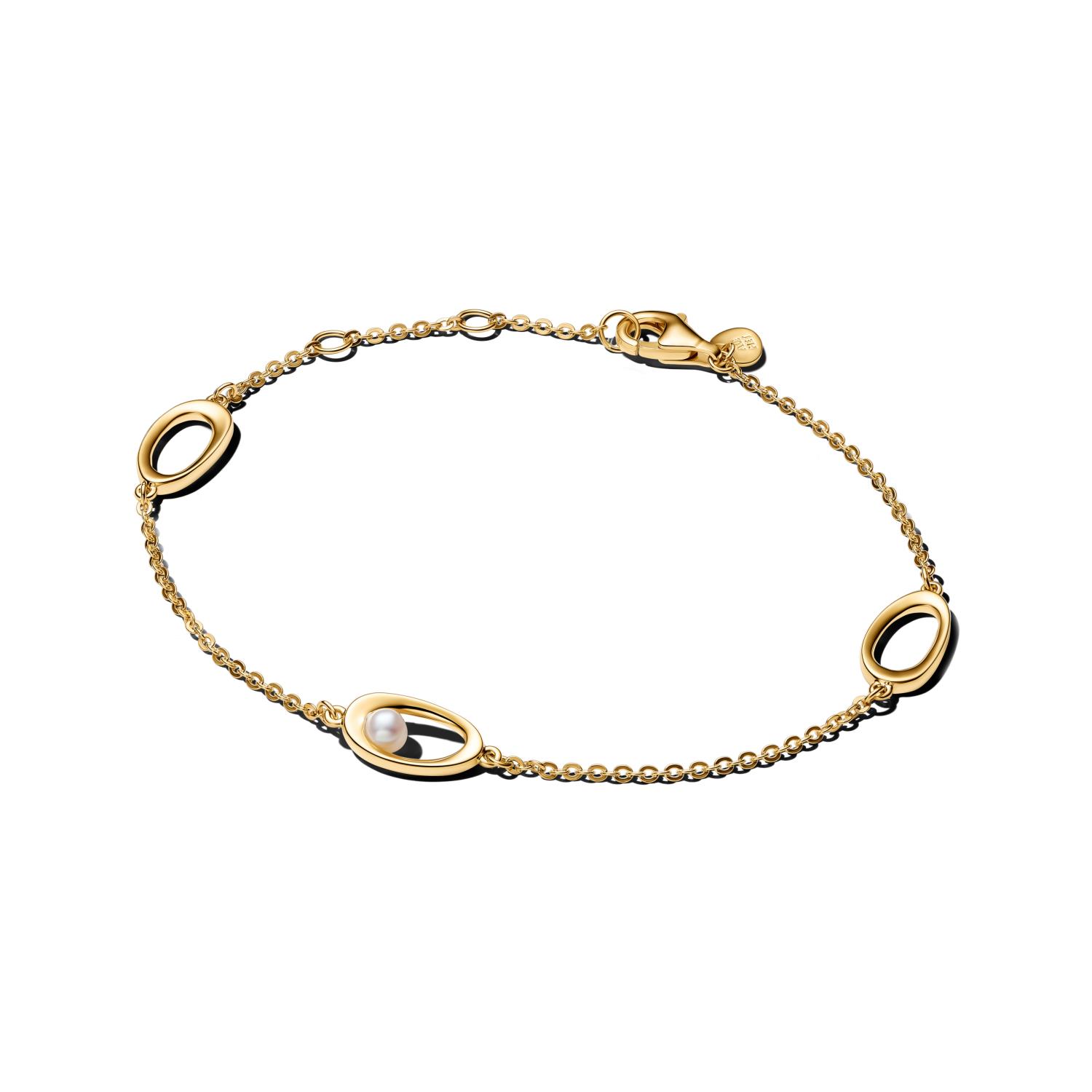 Pandora -  Bracciale Ovali Linea Sinuosa e Perla D'Acqua Dolce Coltivata Ref. 564677C01-16 - PANDORA