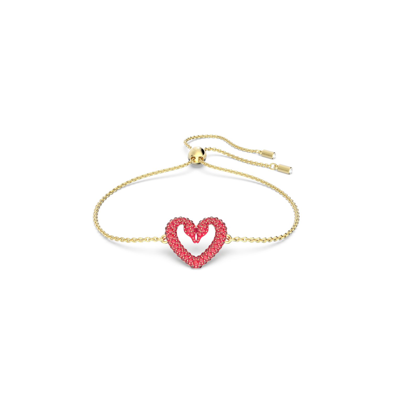 Swarovski - Braccialetto Una, Cuore, Piccolo, Rosso, Placcato color oro Ref. 5634724 - SWAROVSKI