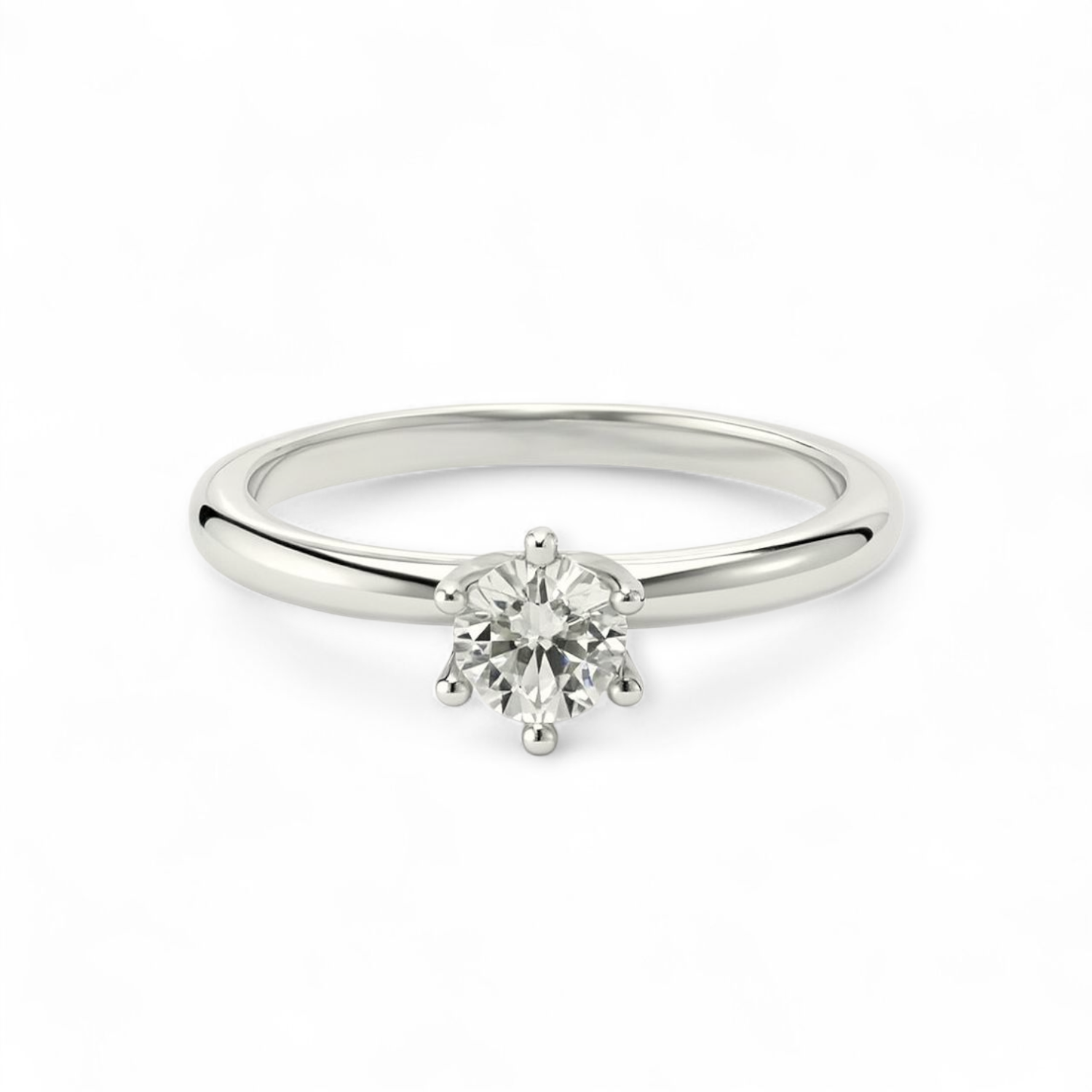 Anello solitario 6 punte in Oro bianco con Diamante - FIDELA