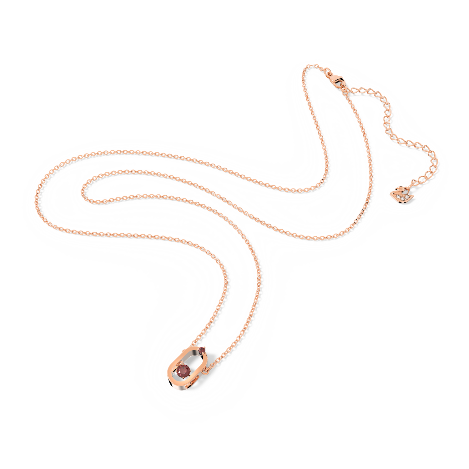 Swarovski - Collana Swarovski Sparkling Dance Oval, Taglio tondo, Rosso, Placcato color oro rosa Ref. 5620550 - SWAROVSKI