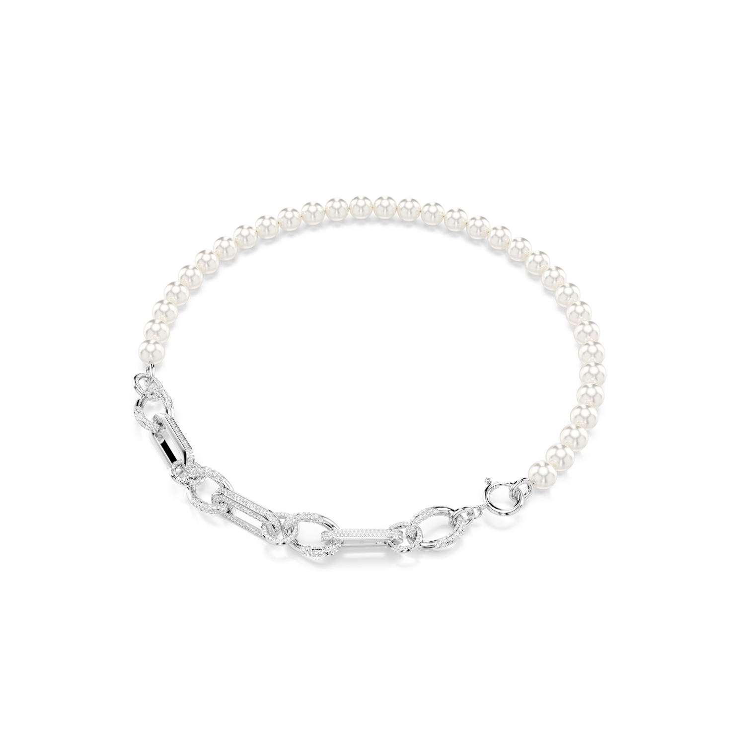 Swarovski - Collana Dextera, Crystal Pearl, Link misti, Bianca, Placcato rodio Ref. 5692744 - SWAROVSKI