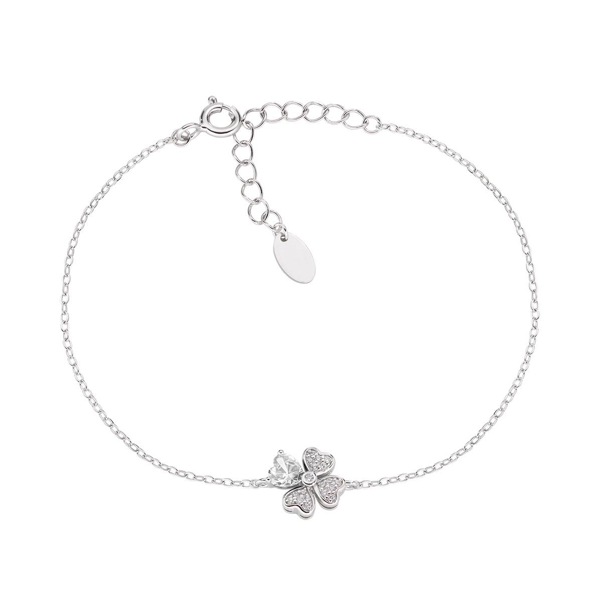 Bracciale "Quadricuore" in Argento con Zirconi - Amen Collection Ref. BRQUBB - AMEN