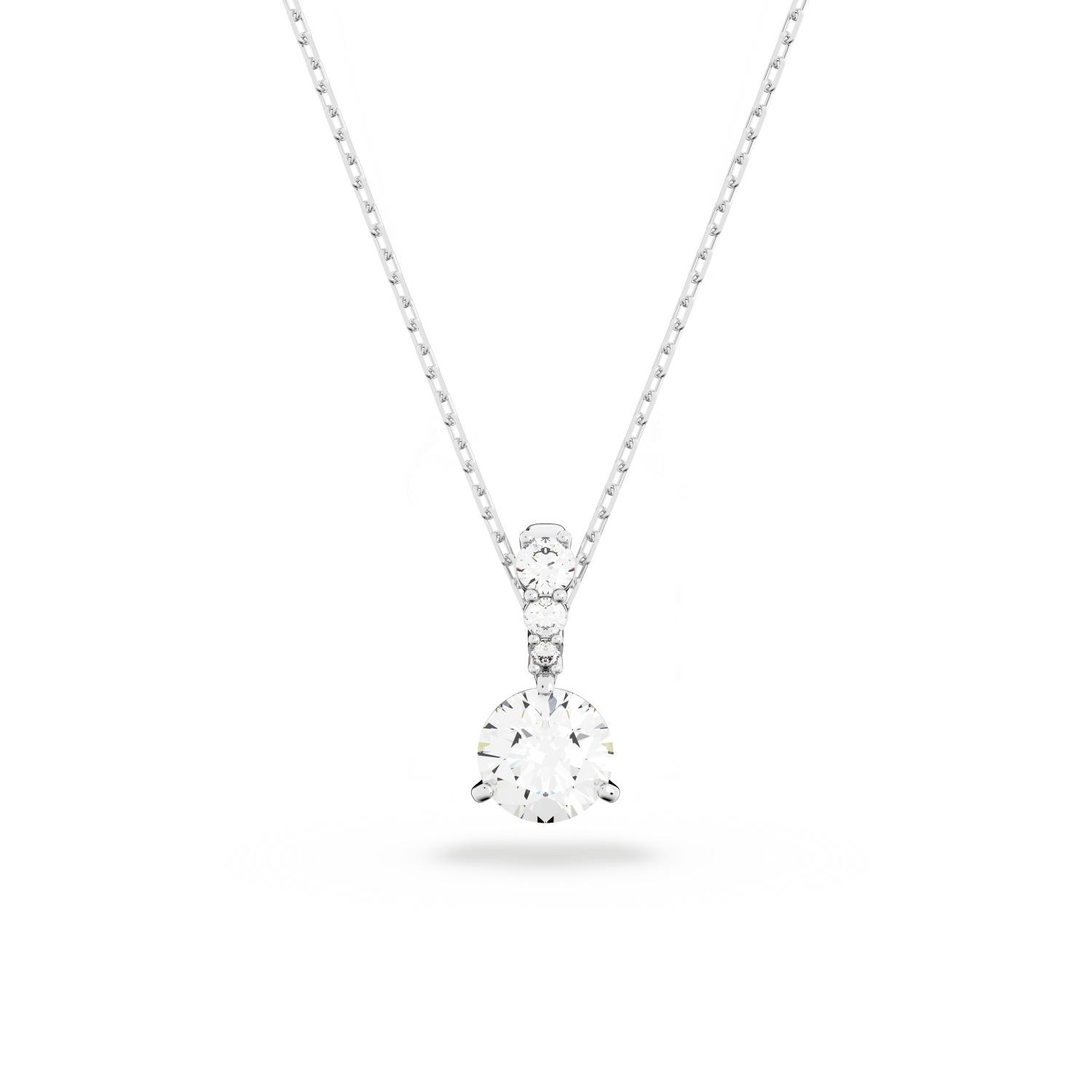 Swarovski - Pendente Solitaire, Taglio tondo, Bianco, Placcato rodio Ref. 5472635 - SWAROVSKI