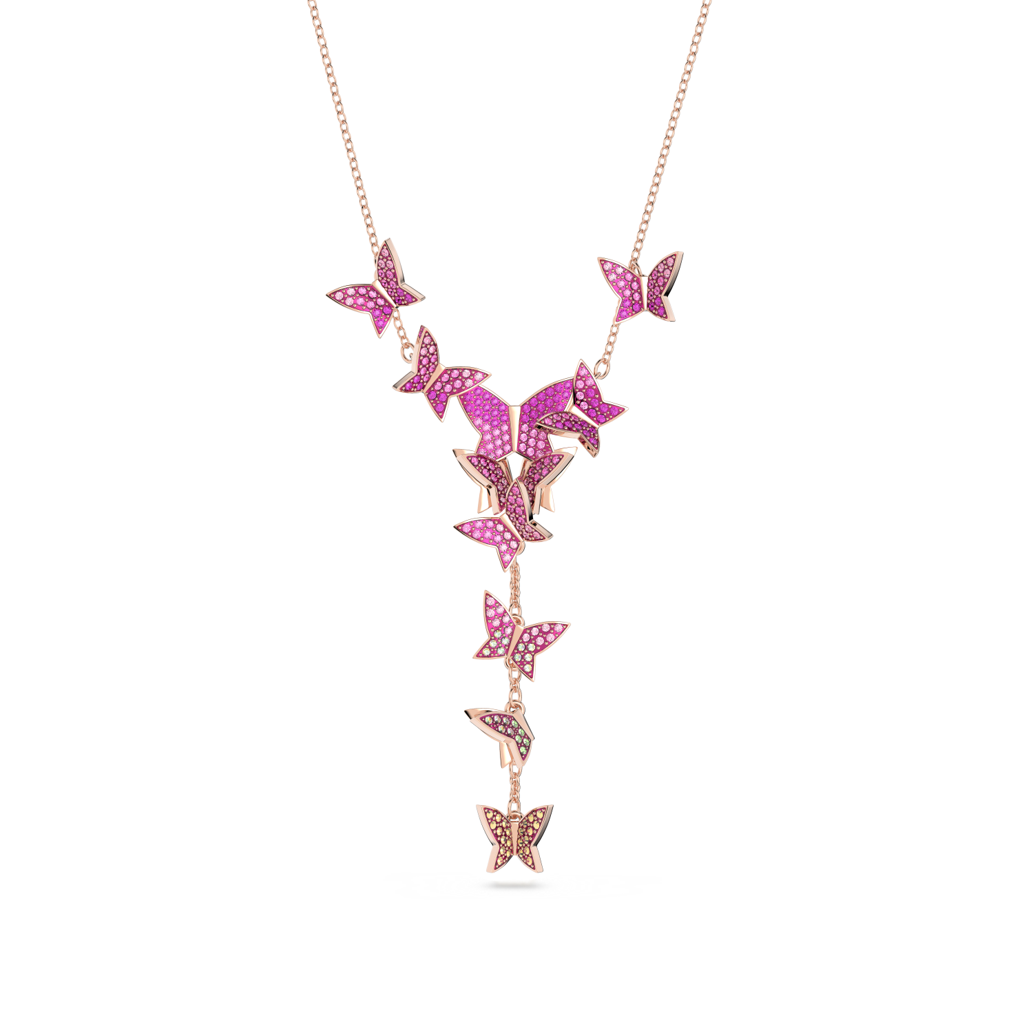 Swarovski - Collana a Y Lilia, Farfalla, Rosa, Placcato color oro rosa Ref. 5636420 - SWAROVSKI