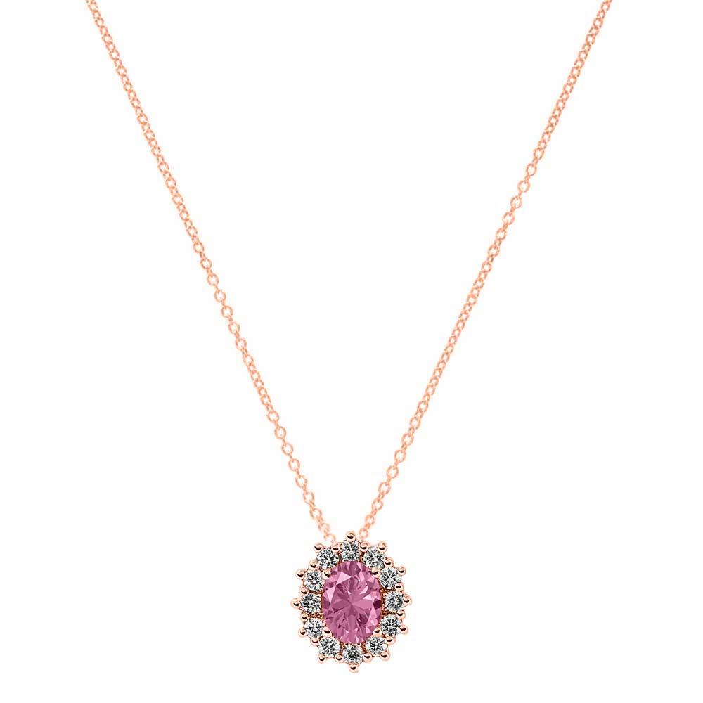Girocollo in Oro Rosa con Zaffiro Rosa e Diamanti Ref. GI-160R - FIDELA