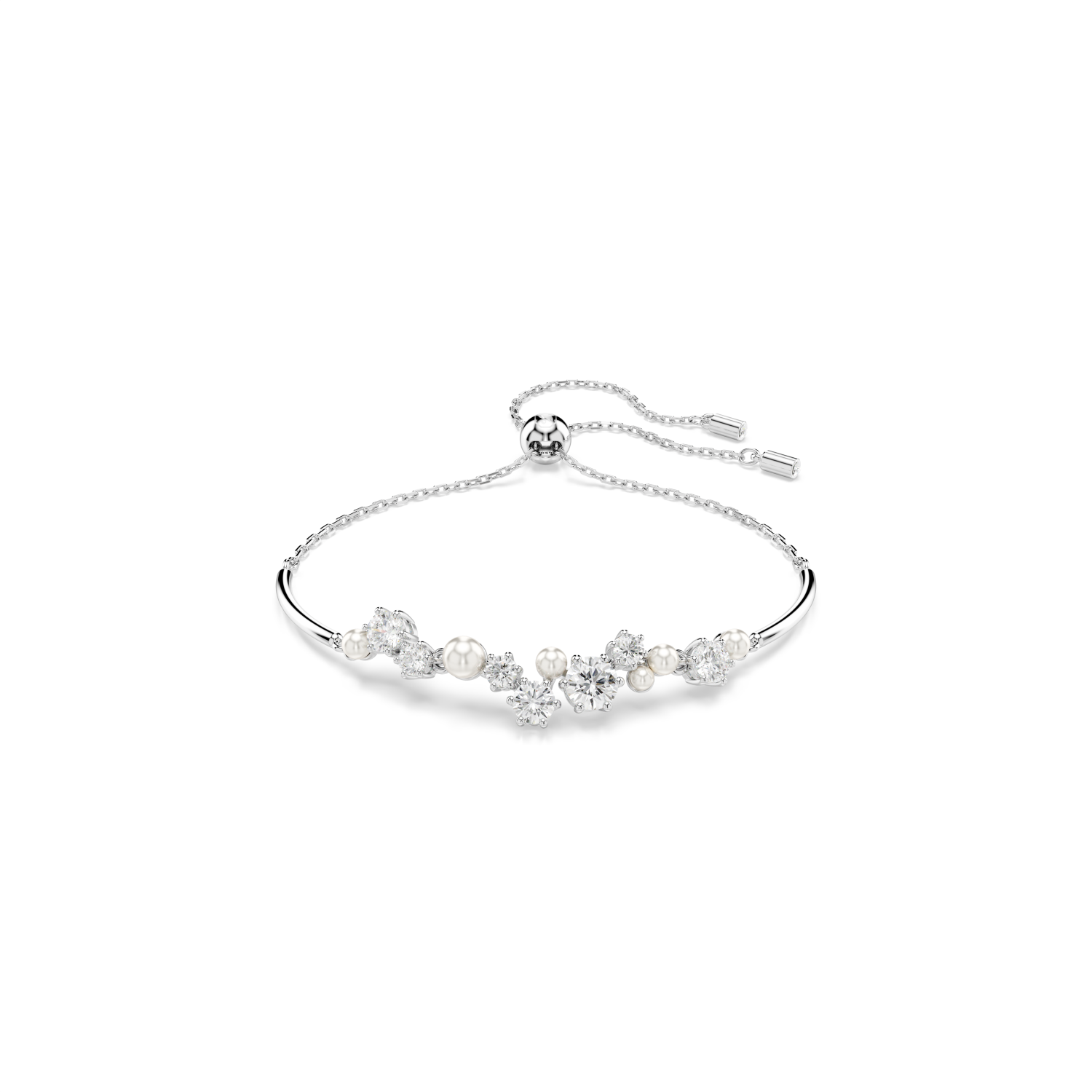 Swarovski - Bracciale rigido Constella, Crystal Pearl, tagli Round, Bianco, Placcato rodio Ref. 5705618 - SWAROVSKI