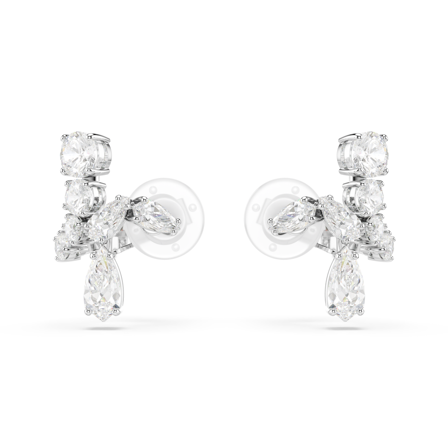 Swarovski - Orecchini a clip Matrix, Taglio misto, Bianchi, Placcato rodio Ref. 5692523 - SWAROVSKI