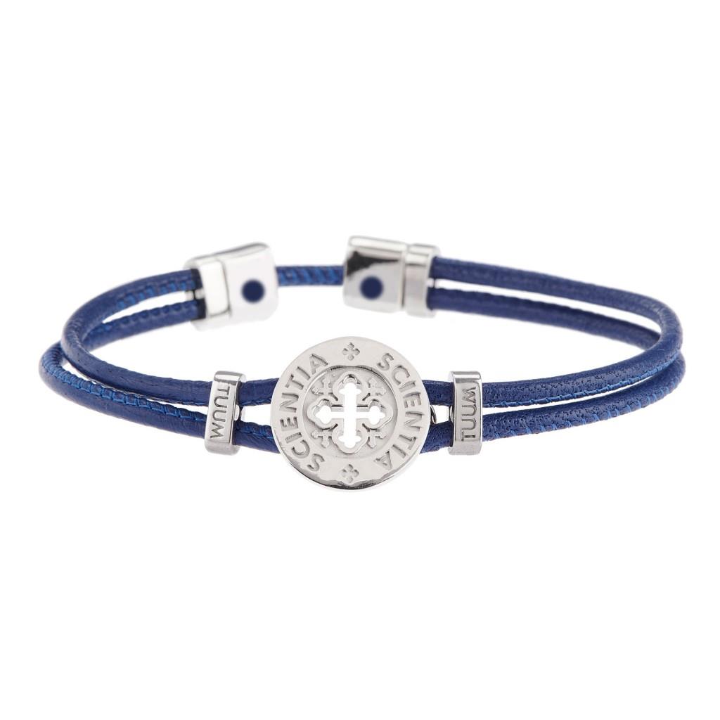 BRACCIALE DONO SCIENTIA TUUM - ARGENTO RODIATO E NAPPA INDACO Ref. BRDIN90CPID - TUUM