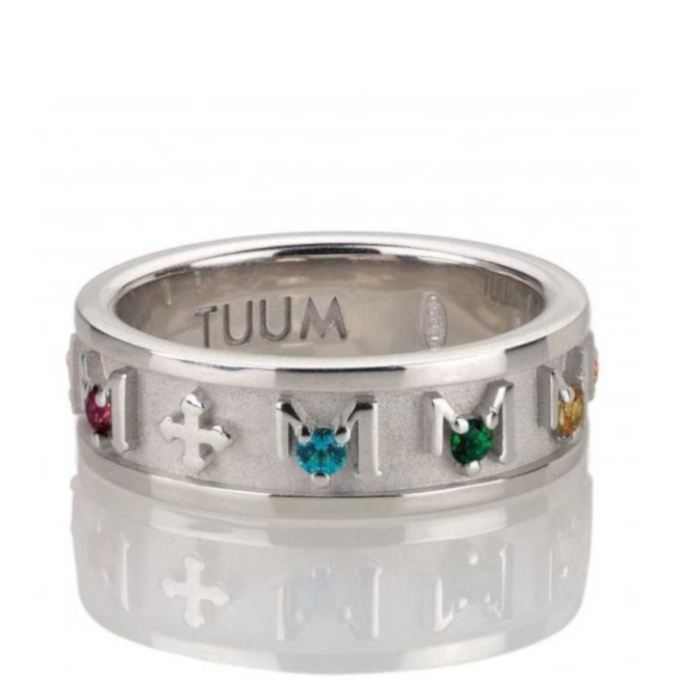 Anello TUUM - Decem Argento Rodiato con Topazi Colorati Mis. 14 Ref. DECS009TC00-14 - TUUM