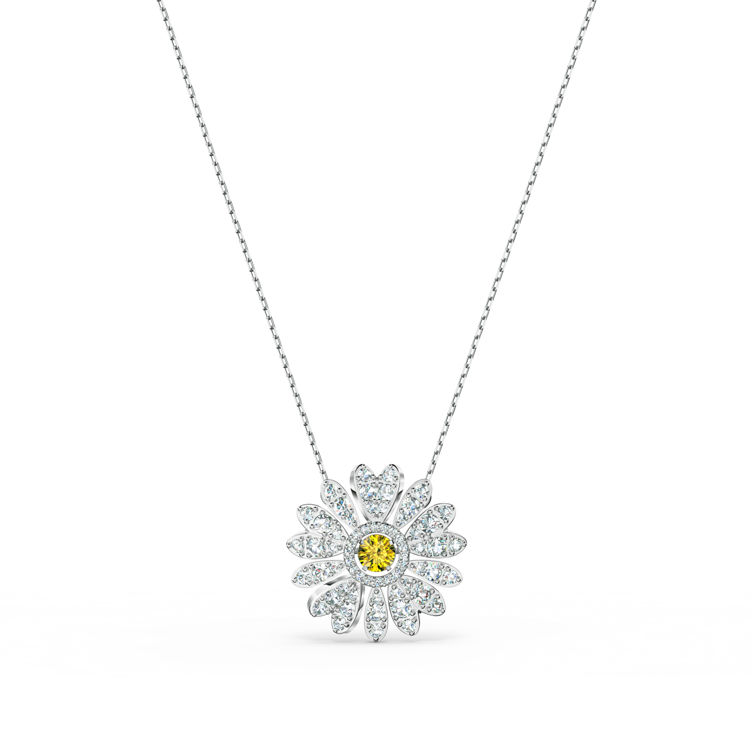 Swarovski - Pendente Eternal Flower, Fiore, Giallo, Placcato rodio Ref. 5512660 - SWAROVSKI