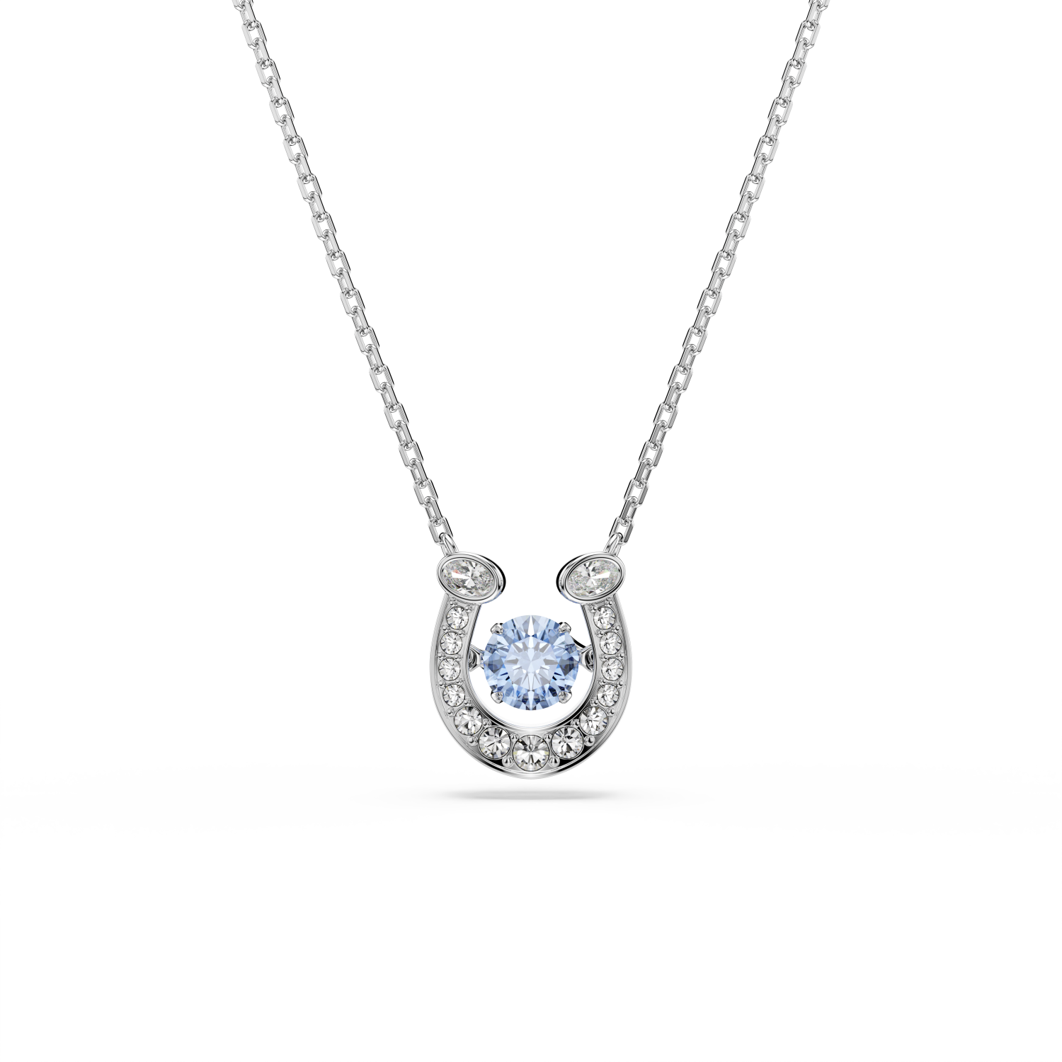 Swarovski - Pendente Symbolica, Taglio tondo, Pav&eacute;, Ferro Di Cavallo, Blu, Placcato rodio Ref. 5746562 - SWAROVSKI