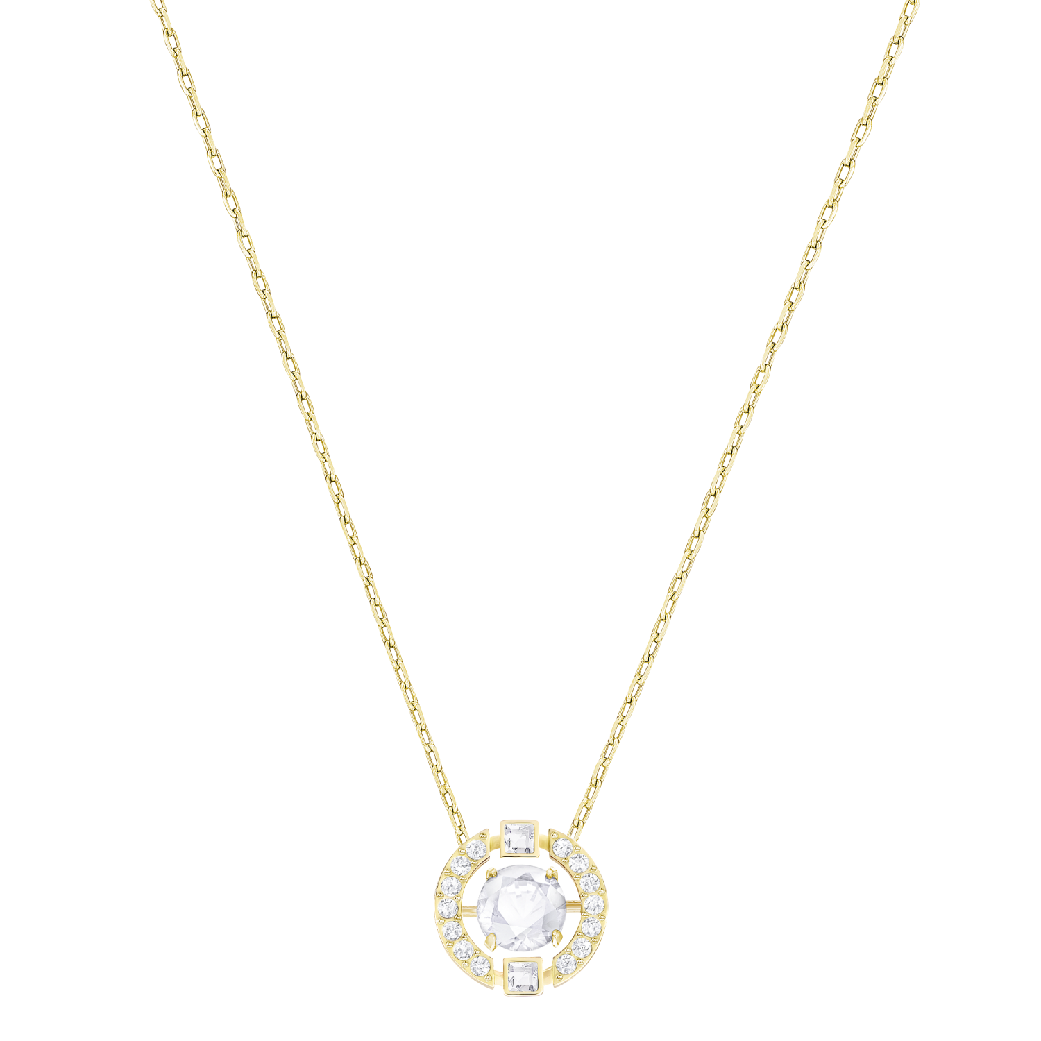Swarovski - Collana Swarovski Sparkling Dance Round, bianco, Placcato oro Ref. 5284186 - SWAROVSKI