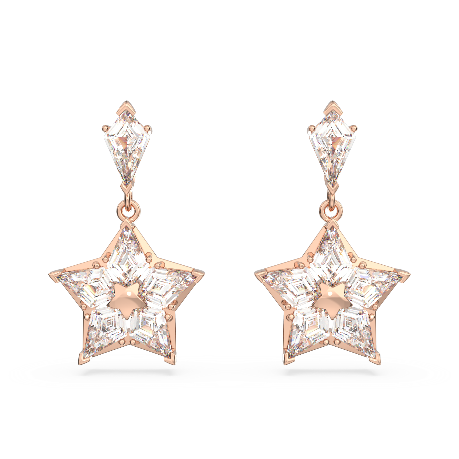 Swarovski - Orecchini pendenti Stella, Taglio Kite, Stella, Bianchi, Placcato color oro rosa Ref. 5645466 - SWAROVSKI