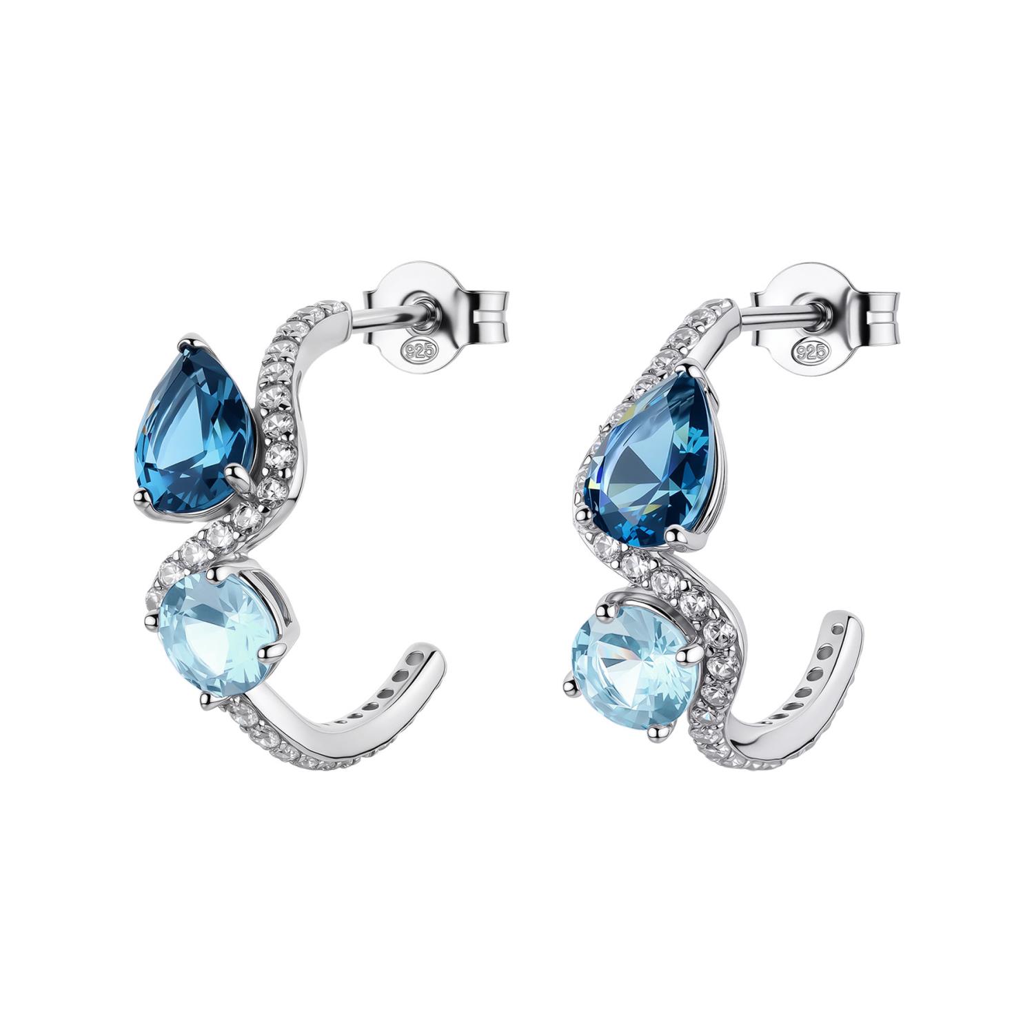 Brosway - Orecchini a cerchietto FANCY in argento 925/1000 rodiato, con cubic zirconia sapphire e light sapphire forma round e pear Ref. FCL137 - BROSWAY