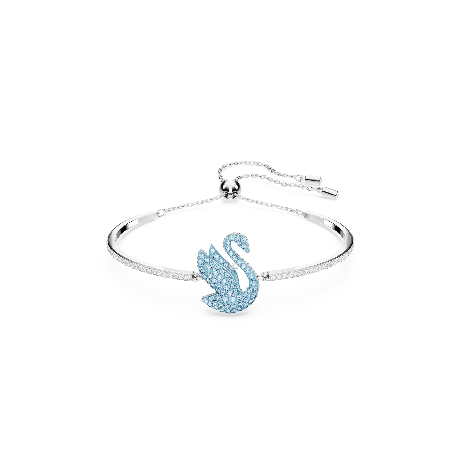 Swarovski - Bracciale rigido Swarovski Iconic Swan, Cigno, Blu, Placcato rodio Ref. 5660595 - SWAROVSKI