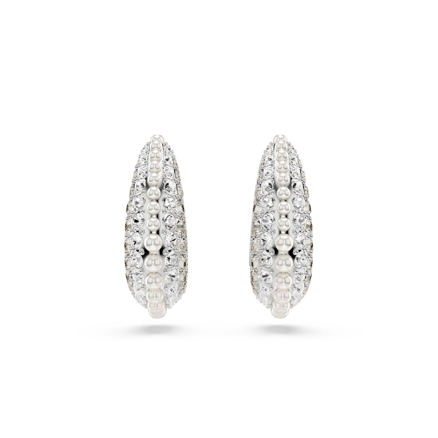 Swarovski - Orecchini pendenti Sublima, Crystal Pearl, Taglio Round, Bianchi, Placcato rodio Ref. 5692107 - SWAROVSKI