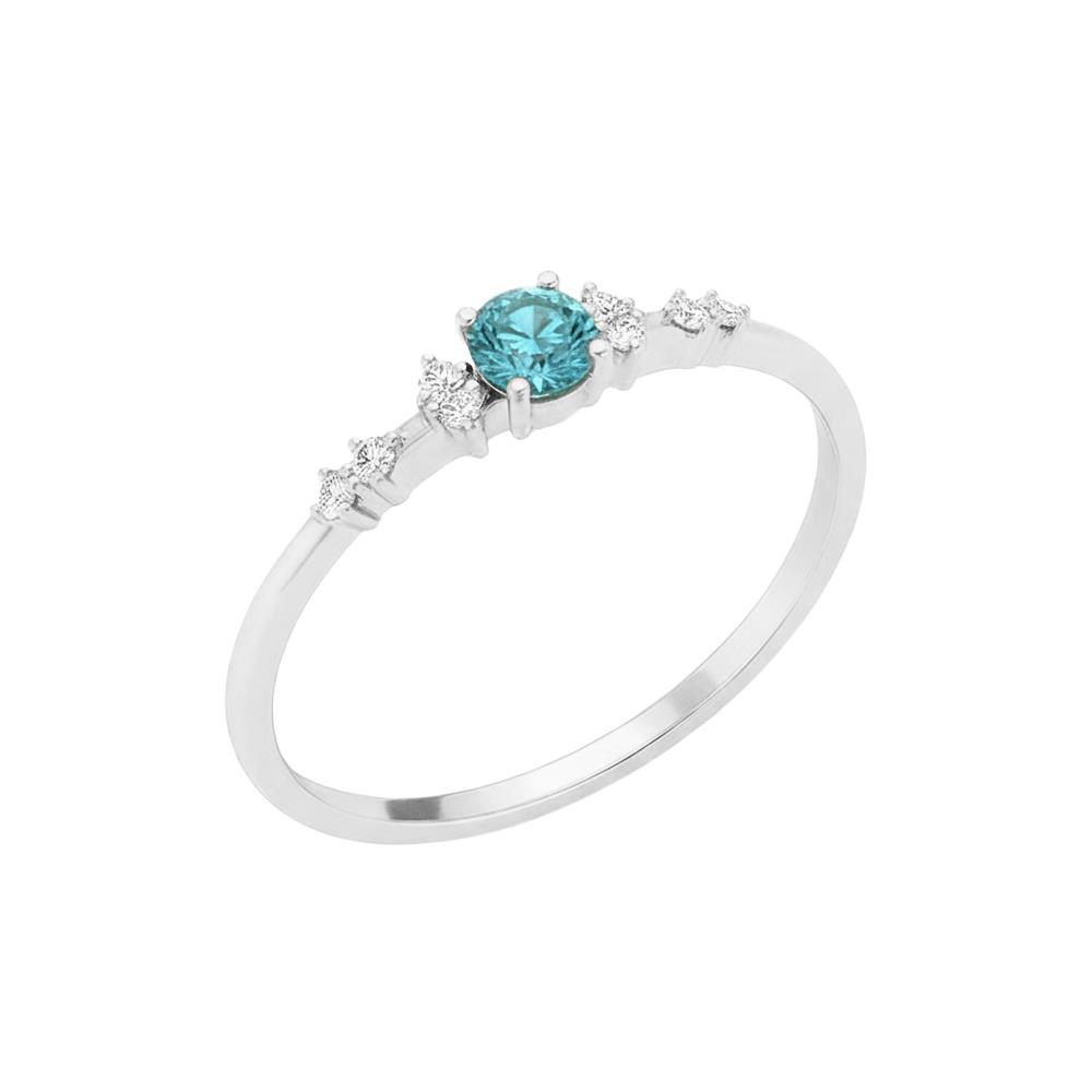 Anello in Oro Bianco con Acquamarina e Diamanti naturali Ref. AN-2717-A-13 - GIOIELLERIA ITALIANA