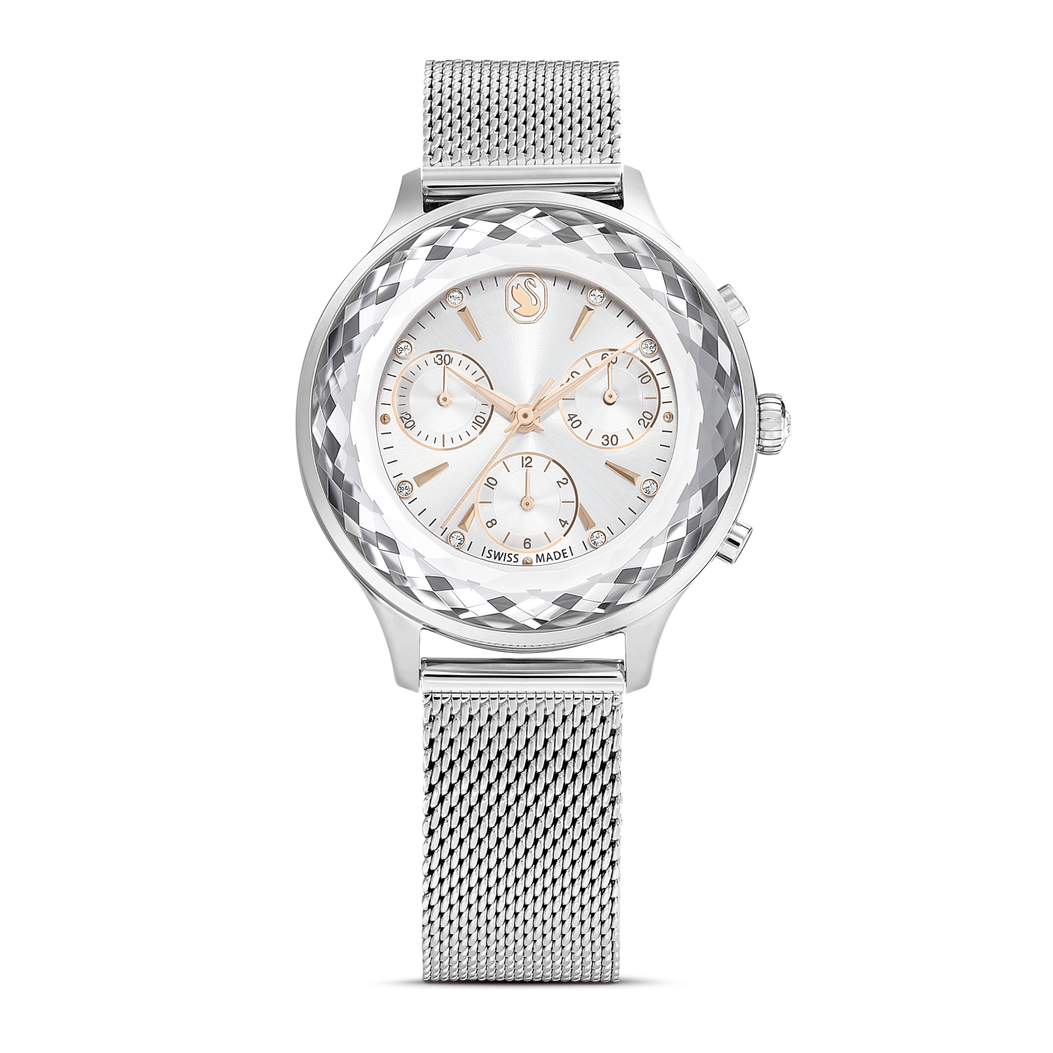 Swarovski - Orologio Nova Chrono, Fabbricato in Svizzera, Bracciale di metallo, Tono argentato, Acciaio inossidabile Ref. 5677503 - SWAROVSKI