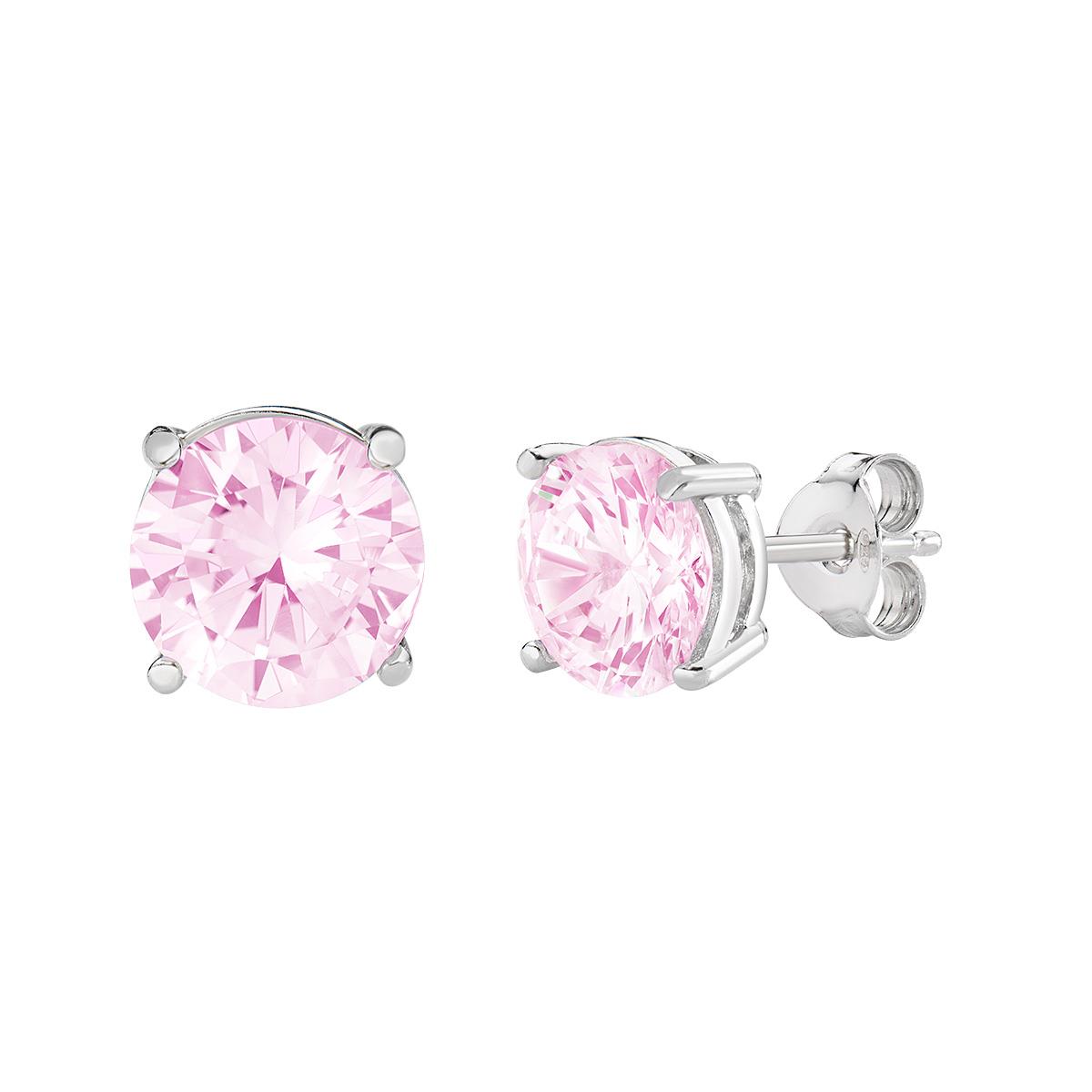 Orecchini Rodio Zircone Solitario Rosa - Amen Collection Ref. ORFEBRO - AMEN