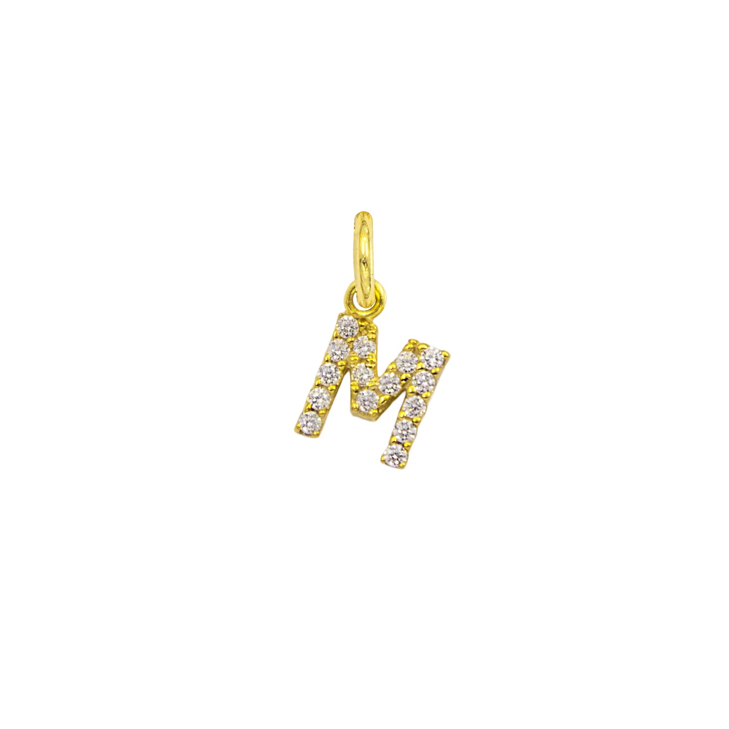 Charm Lettera M in Oro 9 Kt e Zirconi  Ref. A0543G9 - FACCO