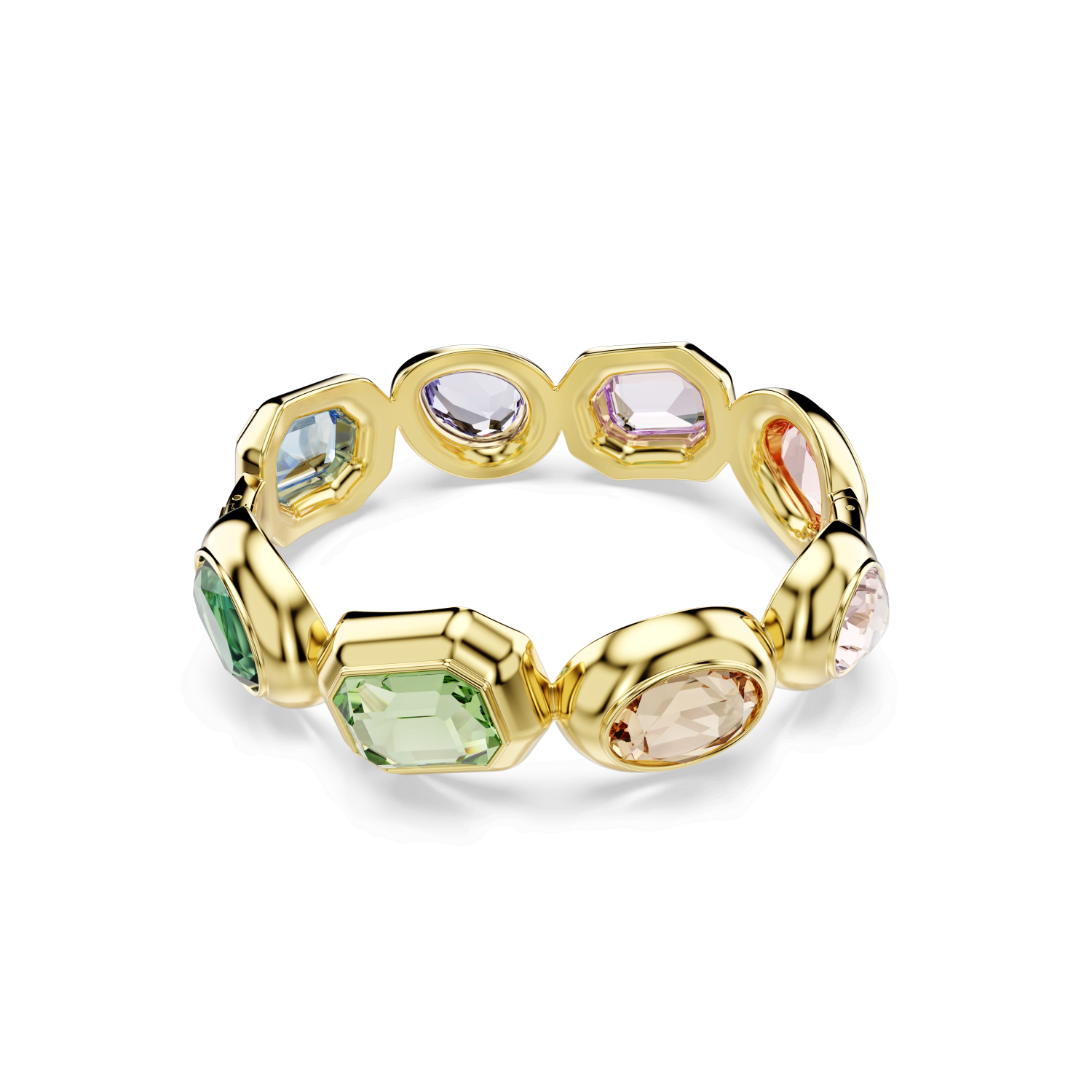 Swarovski - Bracciale rigido Gema, Cristalli oversize, Taglio misto, Multicolore, Placcato color oro Ref. 5737441 - SWAROVSKI
