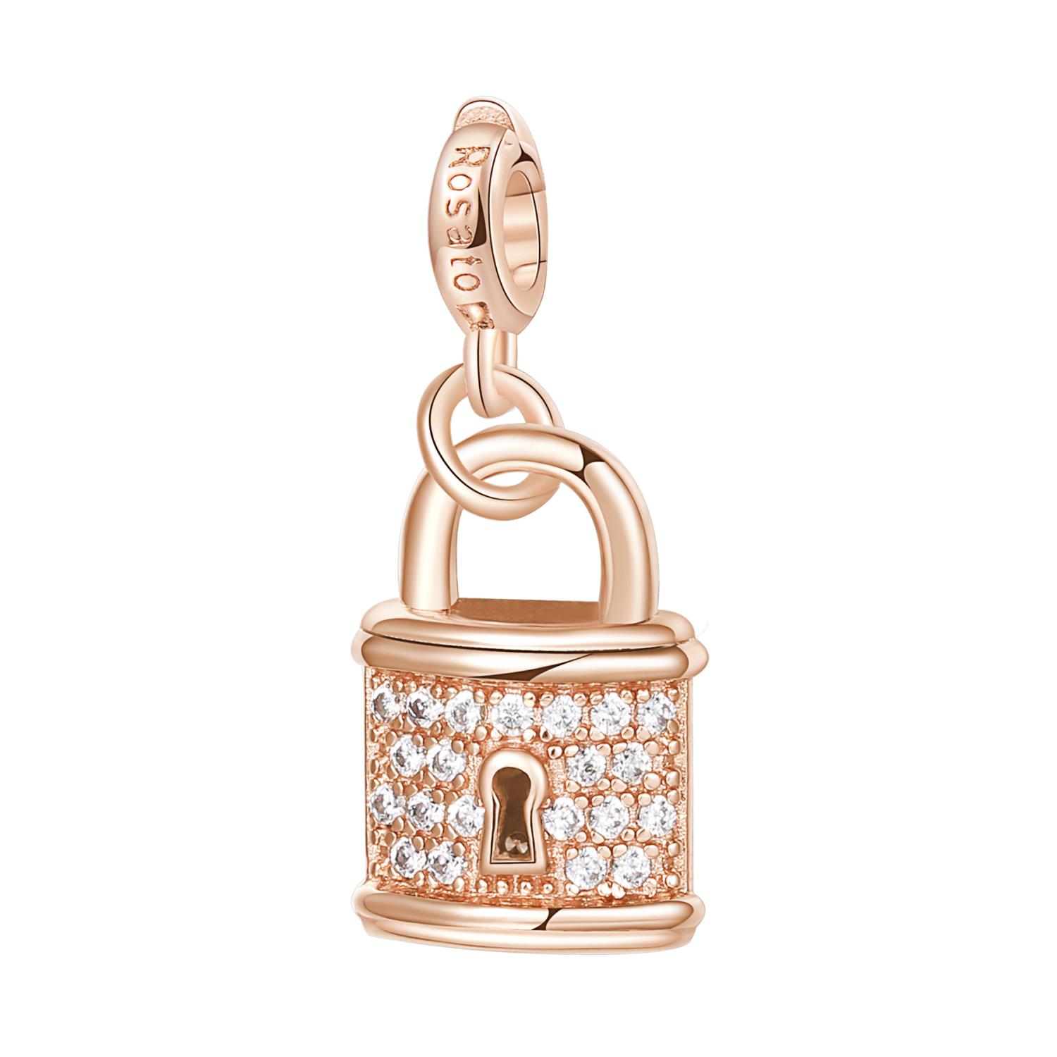 Rosato - Charm STORIE argento 925/1000 galvanica rosa lucchetto Ref. RZ005 - ROSATO