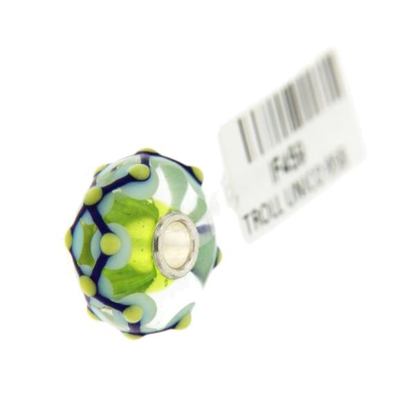 Trollbeads Unico in Vetro - OOAK Original Trollbeads Verde con pois in rilievo Rif. UNICO 95B - TROLLBEADS