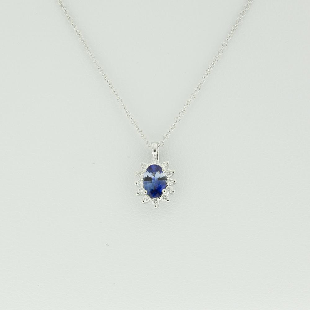 Girocollo Recarlo con Diamanti Bianchi e Zaffiro ct. 0,48 Modello P03CC040/ZB015-45 - RECARLO