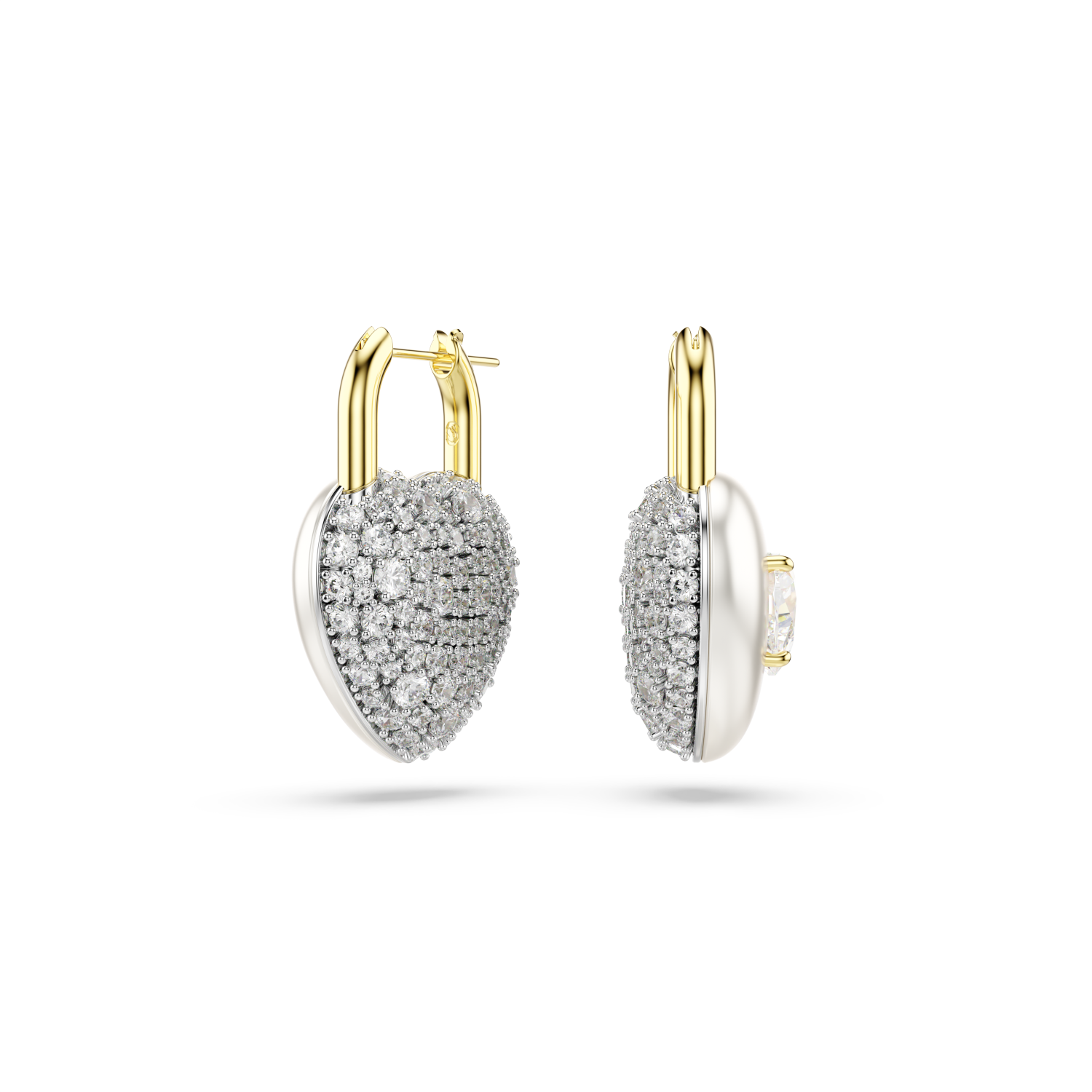 Swarovski - Orecchini pendenti Idyllia, Taglio misto, Cuore, Bianchi, Placcato color oro Ref. 5737297 - SWAROVSKI