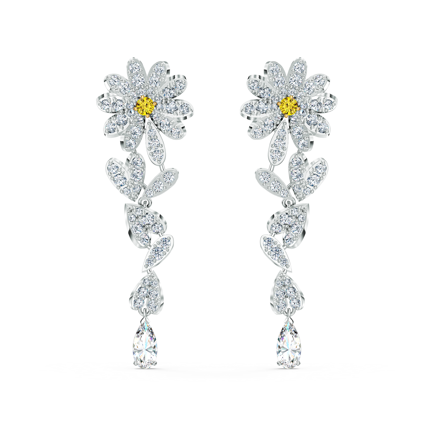 Swarovski - Orecchini Eternal Flower, Fiore, Giallo, Mix di placcature Ref. 5512655 - SWAROVSKI