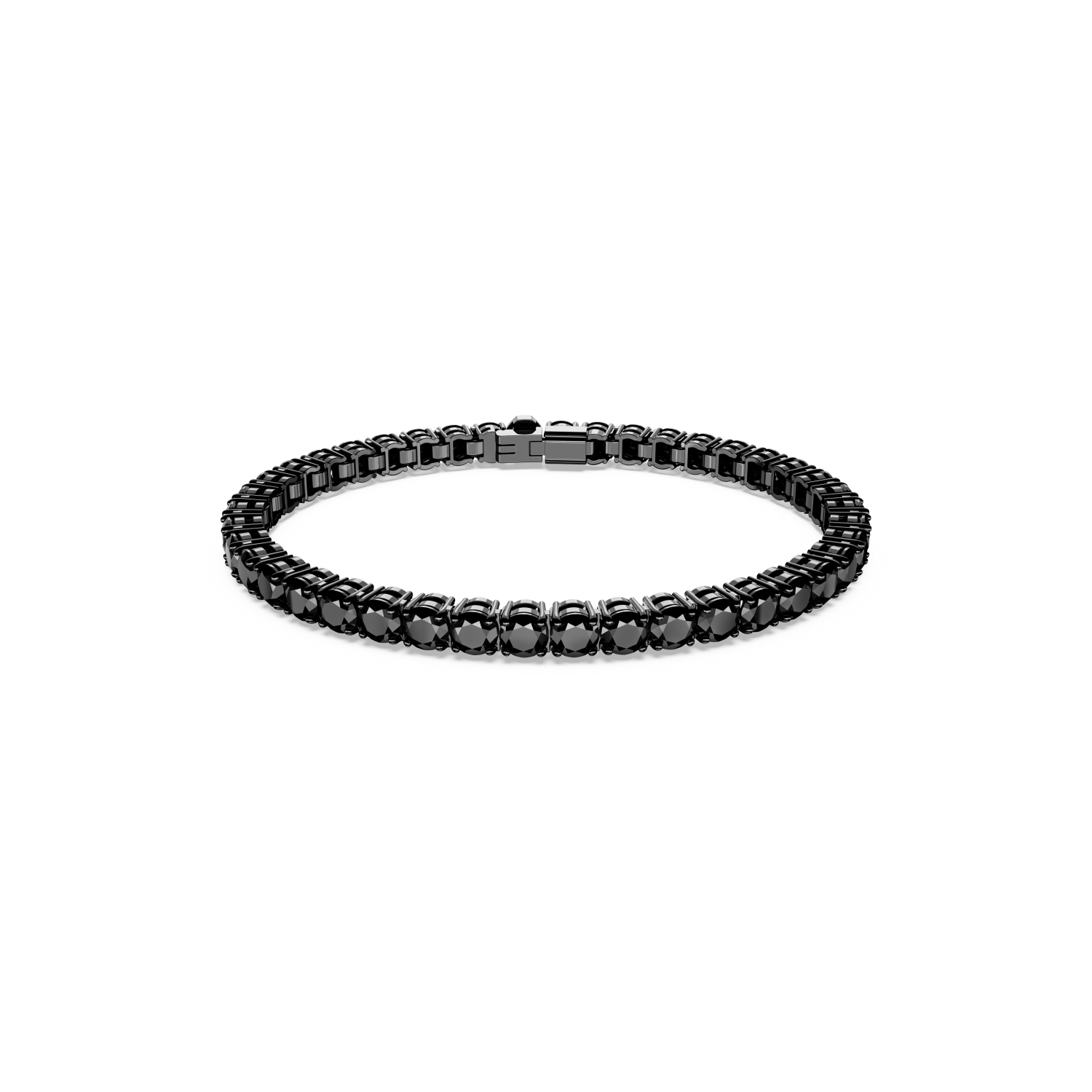 Swarovski - Braccialetto Matrix Tennis, Taglio tondo, Nero, Placcato rutenio Ref. 5664153 - SWAROVSKI