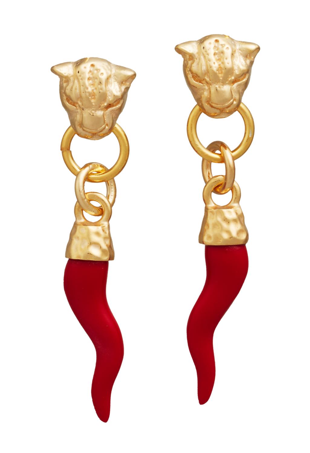 Giovanni Raspini -  Orecchini Dorati Leopardo E Cornino Ref. 12029 - GIOVANNI RASPINI