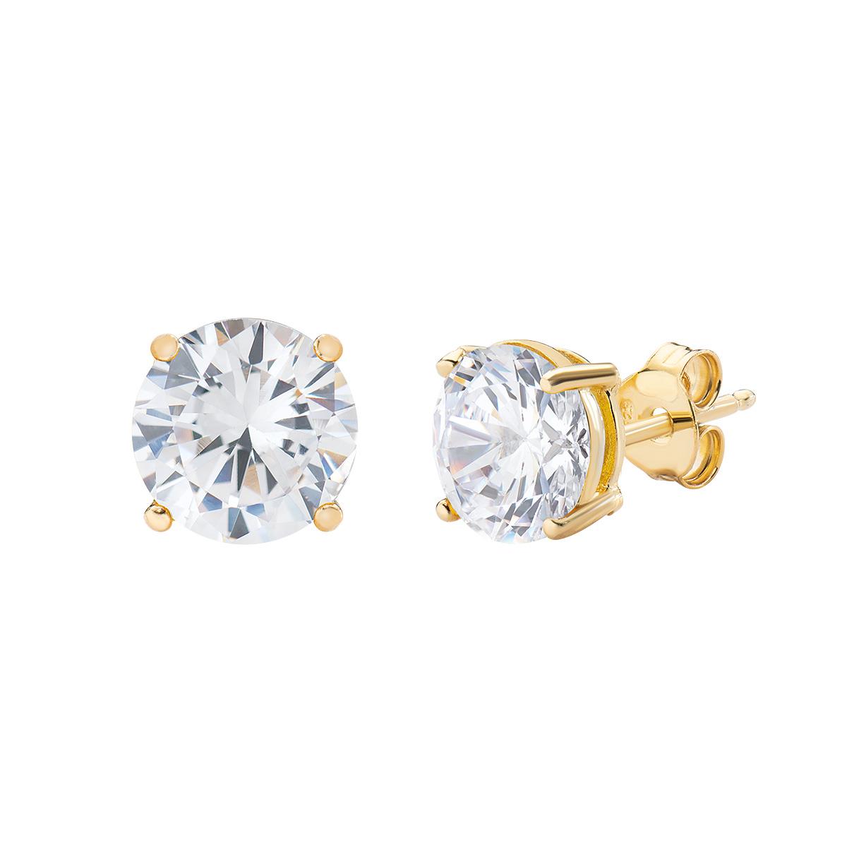 Orecchini Dorati Zircone Solitario Bianco - Amen Collection Ref. ORFEGB - AMEN