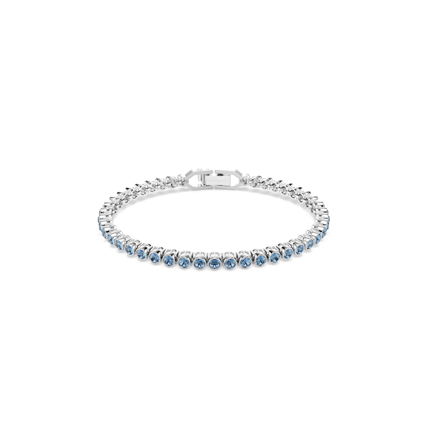 Swarovski - Bracciale Tennis Imber Emily, Taglio Round, Blu, Placcato rodio Ref. 5734239 - SWAROVSKI