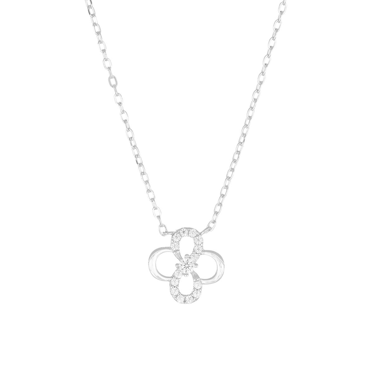 Collana Quadrifoglio d'Infiniti con Zirconi Bianchi - Amen Collection Ref. CLQUINBBZ - AMEN