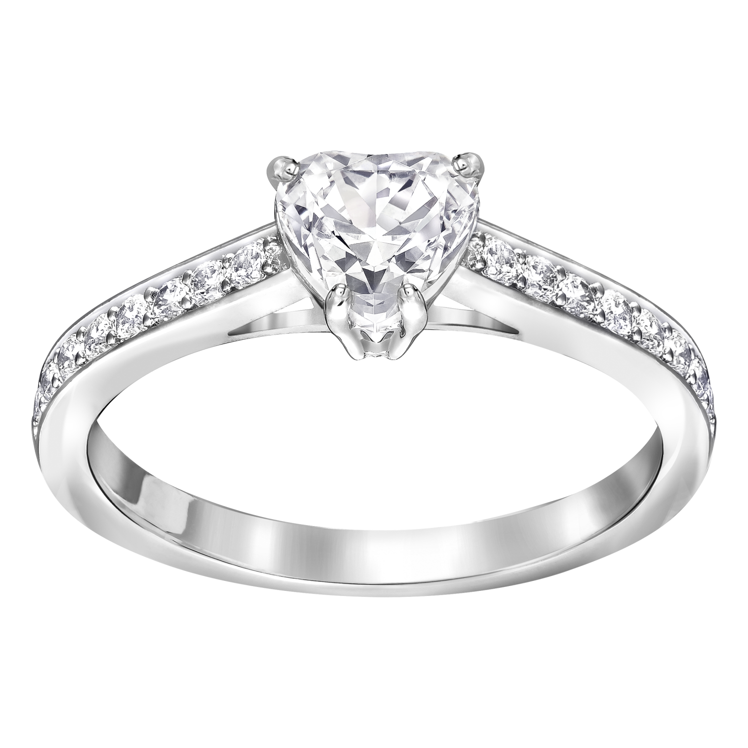 Swarovski - Anello Attract Heart, bianco, placcatura rodio Ref. 5221389 - SWAROVSKI