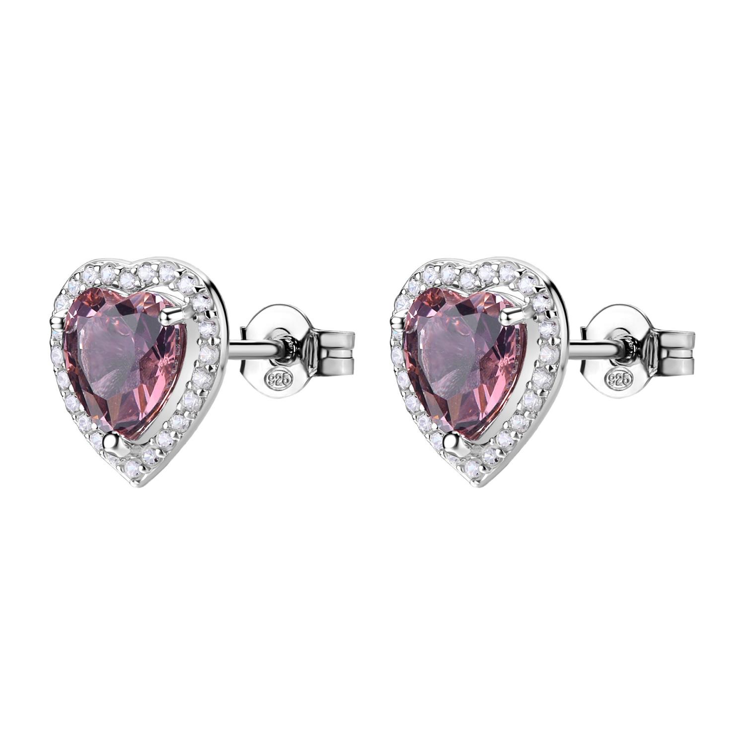 Brosway  - Orecchini al lobo FANCY in argento 925/1000 rodiato, a cuore con cubic zirconia white and vintage rose Ref. FTP24 - BROSWAY