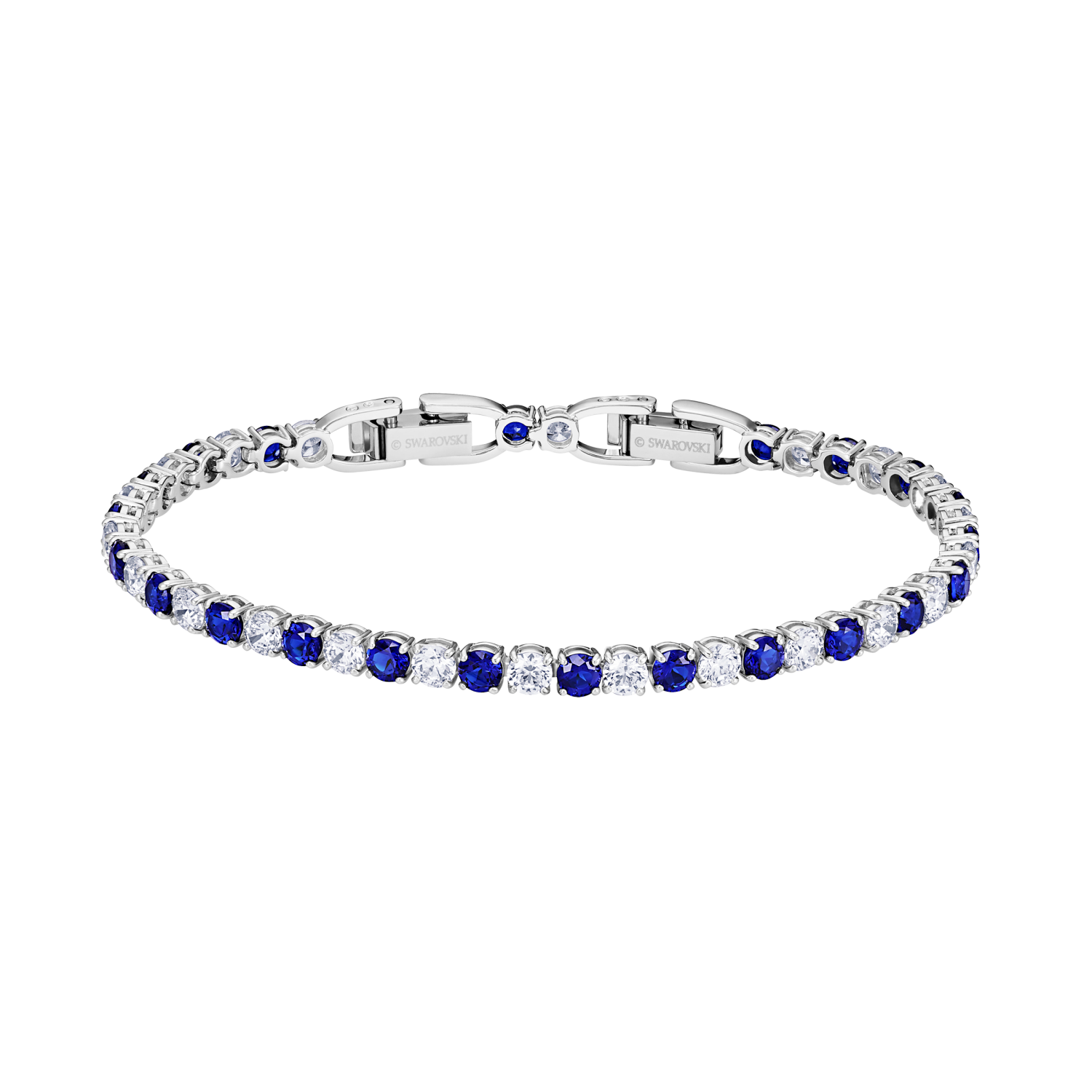 Swarovski - Braccialetto Tennis Deluxe, blu, placcato rodio Ref. 5506253 - SWAROVSKI